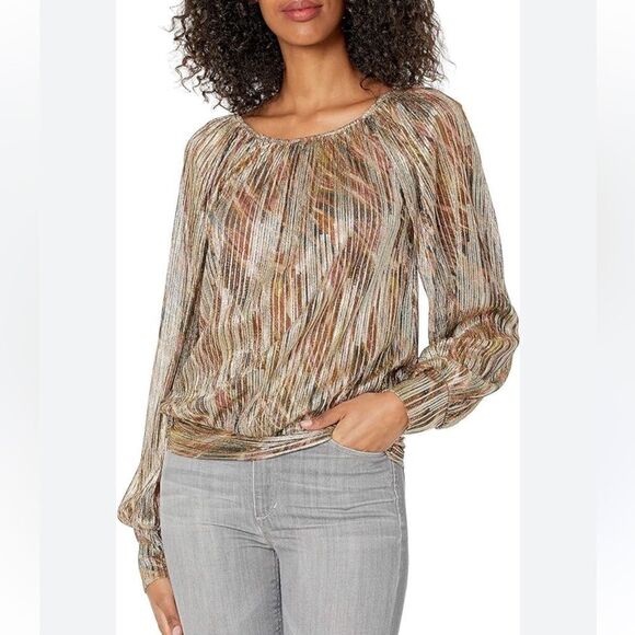 New Ramy Brook Women's Lucille Metallic Knit Long Sleeve Top Small - Picture 1 of 14